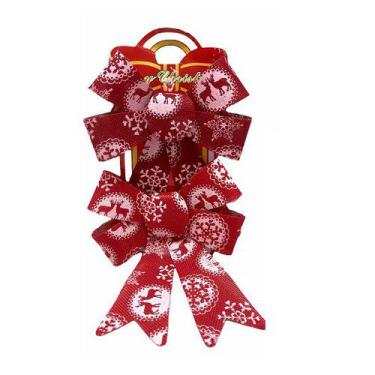 Imagem de Laço Vermelho Com Rosa Decoração Natal Enfeites - 2 Unidades - Jk