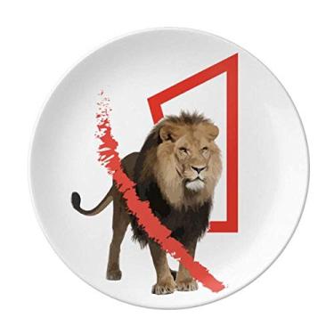 Imagem de Feline Lion Box Prato Feroz Decorativo Porcelana Salver Louça Prato de Jantar