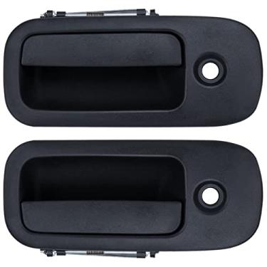 Imagem de DEAL Novas 2 peças dianteiras do motorista + lado do passageiro texturizadas preto exterior maçanetas com furos para chave kit de substituição compatível com 96-09 Express/Savana 1500/2500/3500/4500 Van