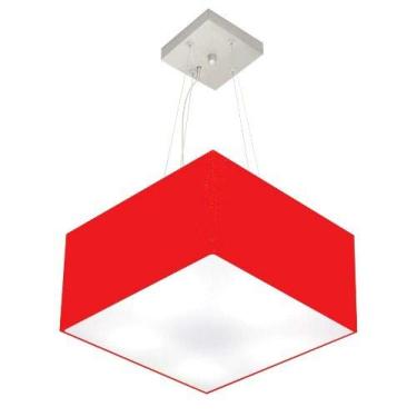 Imagem de Lustre Pendente Quadrado Cúpula Tecido 21/35x35 cm, Vivare Iluminação, Pendente4005 VM, Vermelho, Pequeno