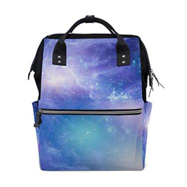 Imagem de ColourLife Mochila para fraldas Nebulosa e Galáxias no espaço, mochila casual para fraldas multifuncionais