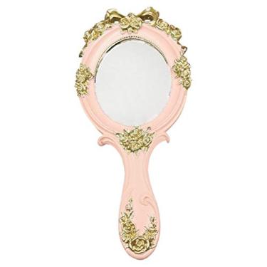 Imagem de 1 Unidade Lidar Com Espelho Miniespelho Espelho Cosmético Vintage Espelhos De Bolso Para Bolsa Espelho De Maquiagem Com Alça De Padrão Retrô Mulheres Antiguidade Presente Lente