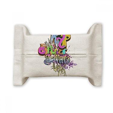 Imagem de Graffiti Street Culture Colorful Rap Words Suporte de capa de papel para lenços faciais Bolsa de linho de algodão