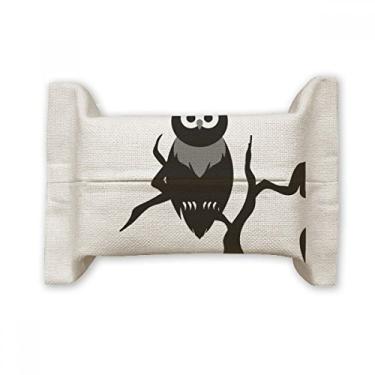 Imagem de Bolsa de linho de algodão para lenços faciais para dia das bruxas com árvore de coruja