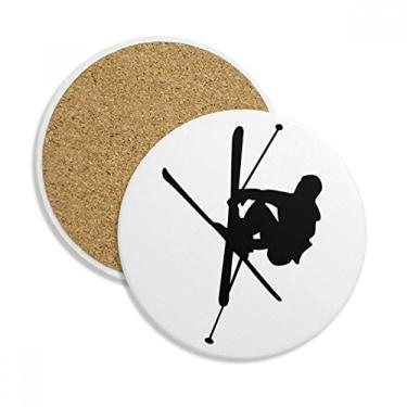 Imagem de Sports Physical Education Ski Player Porta-copos Caneca de proteção de mesa Pedra absorvente