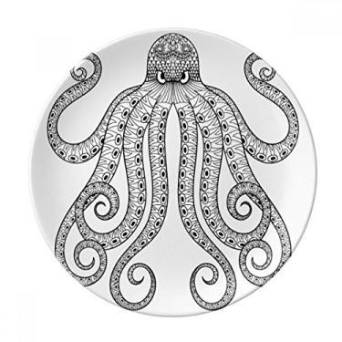 Imagem de Pintura Polvo Oito Prato de Porcelana Decorativo Salver Prato de Jantar