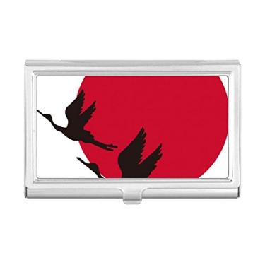 Imagem de Carteira de bolso para cartão de visita com gansos voadores vermelho japonês