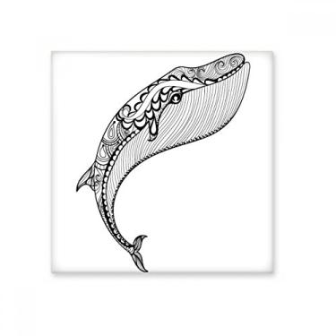 Imagem de Decalque brilhante de azulejo de cerâmica grande forte com baleia azul