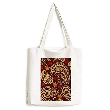 Imagem de Impressão de repetição de tecido marrom arte colorida sacola sacola sacola de compras bolsa casual bolsa de mão