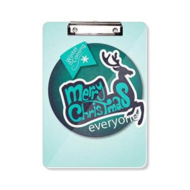Imagem de Prancheta de ilustração de rena azul Merry Christmas placa de apoio A4
