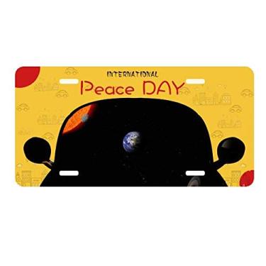 Imagem de DIYthinker Placa de carro Planeta Vermelho Azul Escuro Noite Placa de carro Decoração Dia da Paz