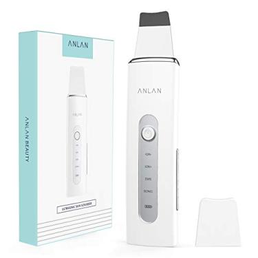 Imagem de Esfoliante facial para pele, espátula de pele ANLAN 4 em 1 removedor de cravos limpador de poros de alta frequência vibração EMS Ionic Electric Face Scrubber USB recarregável para limpeza profunda