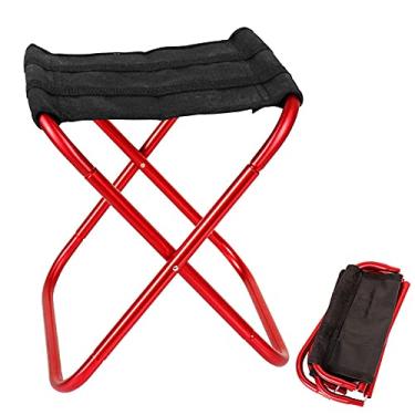 Imagem de GQYYS Banquinho dobrável portátil, mini banco dobrável de alumínio para acampamento ao ar livre, cadeiras de acampamento dobráveis portáteis, para acampamento, pesca, piquenique, viagens e caminhadas. Super vermelho