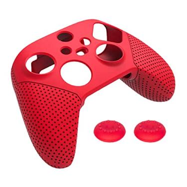 Imagem de TwiHill Manga protetora de silicone para controle Xbox Series S/Xbox Series X, capa de silicone antiderrapante macia, protege contra poeira, arranhões Acessórios para Xbox Series S/X (Vermelho)
