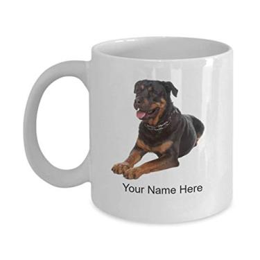 Imagem de Caneca Rottweiler personalizada – ideia de presente de cachorro Rottweiler – copo de cachorro personalizado Rottweiler – caneca de café personalizada de 325 ml