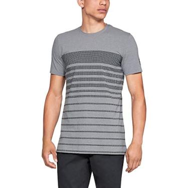 Imagem de Under Armour Camiseta masculina esportiva listrada, cinza claro (035)/preta, GG