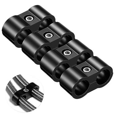 Imagem de - Grampo separador de mangueira 4AN – Grampos de montagem de linha de combustível, adaptador de mangueira de alumínio, ótimo para mangueira de combustível 1/4, linha de óleo, linha de freio, tubo de água e linha de gás, 4 peças/pacote, preto