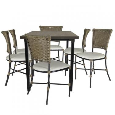 Imagem de Conjunto de Mesa e 6 Cadeiras Gramado para Área Externa e Interna