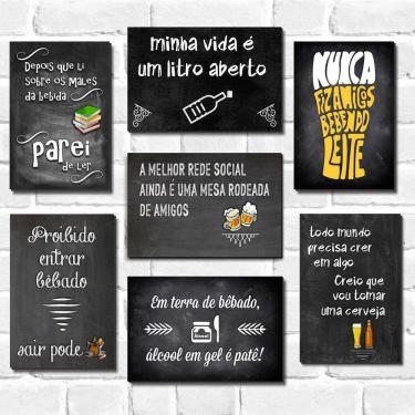 Imagem de Kit Com 7 Placas - Mdf - 30X20Cm - Frases De Boteco Cerveja
