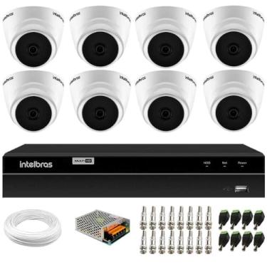 Imagem de Kit 8 Câmeras Intelbras Vhd 1220 G7 Dome Full Hd com Visão Noturna de 20m Multi Hd + Dvr Intelbras Mhdx 1208 8 Canais