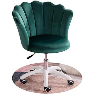Imagem de Cadeira de escritório cadeira estofada envolta pétala cadeira de escritório cadeira de escritório tecido de veludo mesa e cadeira ergonômica cadeira giratória para computador (cor: verde escuro) bons tempos