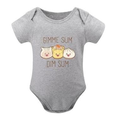 Imagem de SHUYINICE Macacão infantil engraçado para meninos e meninas macacão premium para recém-nascidos body fofo de bolinho de massa, Cinza, 0-3 Months