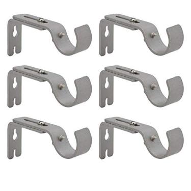 Imagem de Suporte de varão de cortina ajustável AddGrace, serve para varão de cortina de até 2,5 cm, conjunto de 6, suporte de varão extensível resistente, suporte de varão único de metal para parede, Prata, for 1 inch curtain rod