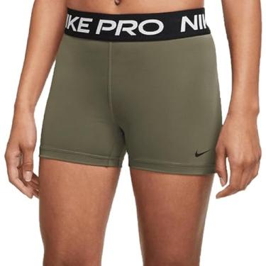Imagem de Nike Short de treino feminino Pro 7,6 cm (EUA, alfa, médio, regular, médio, verde-oliva/preto)