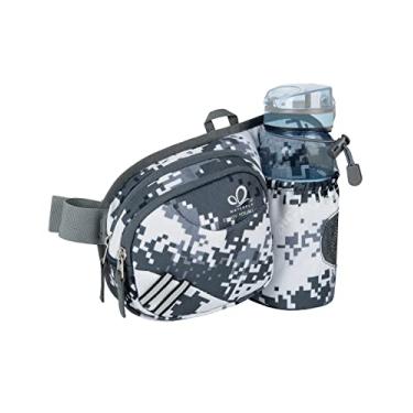 Imagem de WATERFLY Bolsa de cintura para caminhada, pochete com suporte de garrafa de água para homens, mulheres, corrida, cães, caminhadas, pode conter iPhone 8 Plus tamanho da tela 16,5 polegadas, Camouflage gray