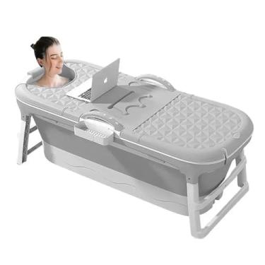 Imagem de VG PLUS, Banheira Ofurô Dobrável Portátil Adulto 148 Cm Com Suporte Vg+ Cinza