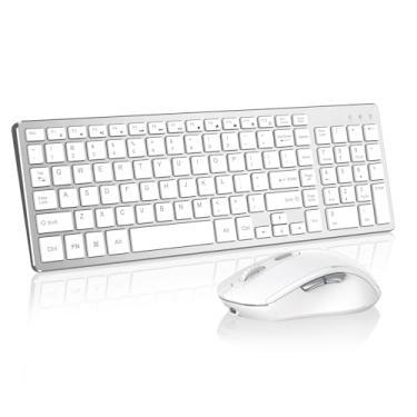 Imagem de Combo de teclado e mouse sem fio – recarregável, silencioso, design compacto com teclado numérico, receptor USB de 2,4 GHz, conjunto de teclado fino e mouse ergonômico para Windows, desktop, PC,