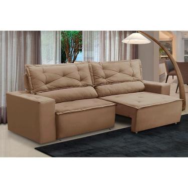 Imagem de Sofá Retrátil e Reclinável 3 lugares com Molas 1,50m Laura Suede Capuccino Madelina