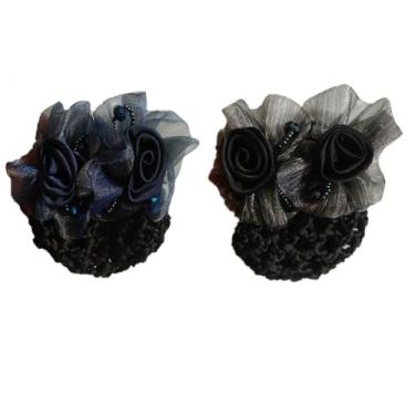 Imagem de Leadigol Capa de coque de rede de cabelo de malha para cabelo presilha de flor grampo de cabelo fita de laço acessórios de cabelo para aeromoça bancos hotéis