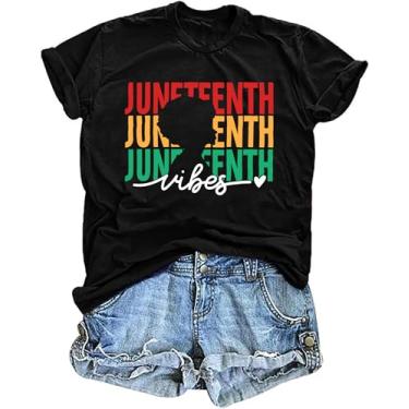 Imagem de Juneteenth Shirts Women: Juneteenth 1865 Camiseta Juneteenth Vibes Black History Shirt Celebrate Freedom Shirt, Preto 1, P