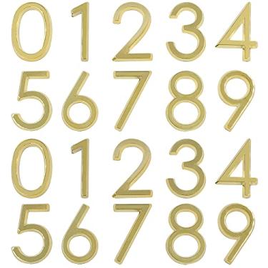 Imagem de Pacote com 20, números autoadesivos dourados à prova d'água de 0 a 9, adesivos com número de endereço de porta lyfLux para apartamentos, hotéis, escritórios, projetos de decoração (5 cm)