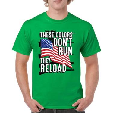 Imagem de Camiseta masculina These Colors Don't Run They Reload 2nd Amendment 2A Don't Tread on Me Second Right Bandeira Americana, Verde, XXG