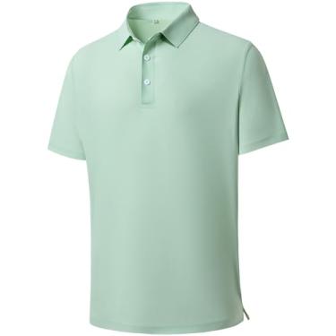 Imagem de DEOLAX Camisa polo masculina impecável desempenho absorção de umidade camisa polo casual sensação legal para homens, Hs0001 - verde claro, P
