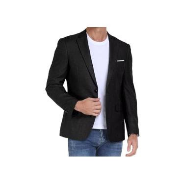 Imagem de BONOW Blazer masculino casual, slim fit, leve, esportivo, jaqueta de um botão, Preto, Large
