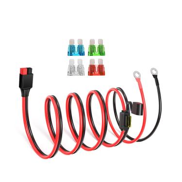 Imagem de ELFCULB Anderson Conector para terminal de anel O 10 AWG cabo conector de bateria com 5 fusíveis para geradores solares de estação de energia portátil automotivo (5FT)