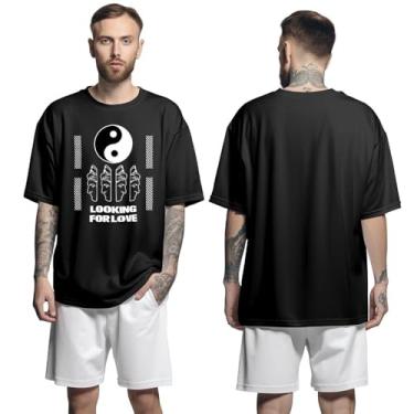 Imagem de Camisa Camiseta Oversized Streetwear Genuine Grit Masculina Larga 100% Algodão 30.1 Looking For Love - Preto - G
