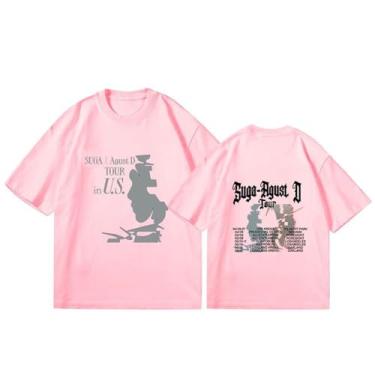 Imagem de Camiseta Su-ga AgustD D-Day Star Style Fashion Estampada para Fãs, Rosa, G