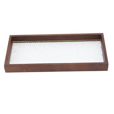 Imagem de Bandeja Retangular para Servir chá, Vidro de Nogueira, Elegante, Bandeja de chá, Bolo, Pão, Lanche de café da manhã para Casa, Hotel, Escritório (S)