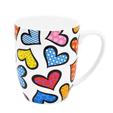 Imagem de BRITTO Caneca de café Romero Bone China, 500 ml, corações, design de arte