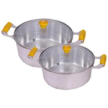 Imagem de Jogo Duas Panelas Caçarolas Aluminio Fundido Tampa de Vidro 18 e 20