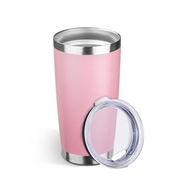 Imagem de StarSpeed Copo de 590 ml a granel com tampa, copos isolados de aço inoxidável, parede dupla, isolamento a vácuo, copos de café revestidos em pó para bebidas quentes e frias (rosa claro, 1)