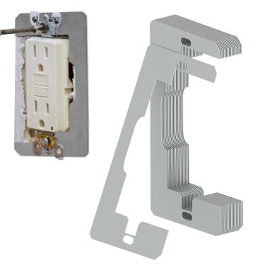 Imagem de Espaçador de placa de parede, 15 peças, espaçadores de saída de metal, ajuste nivelador, placas de nivelamento e reparo de tomada elétrica solta para uso com tomada elétrica, caixa elétrica