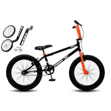 Imagem de Bicicleta Aro 20 BMX Infantil PRO X S1 V-Brake Com Rodinhas,Preto Laranja