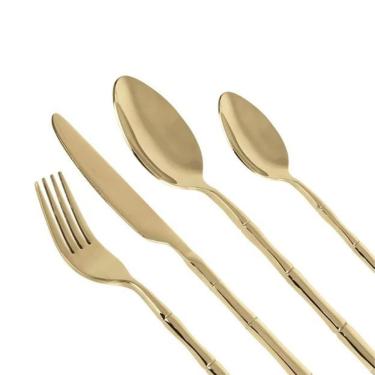 Imagem de Faqueiro Em Inox Steel Wood Champanhe Com 24 Peças Fracalanza