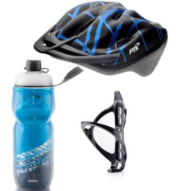 Imagem de Capacete Ciclismo Garrafa Térmica Suporte Bike Mtb Speed Esporte Azul