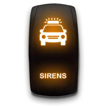 Imagem de Sirenes - Laranja - Interruptor de alavanca gravado a laser 20A 12V - Interruptor basculante vertical 5 pinos DPST